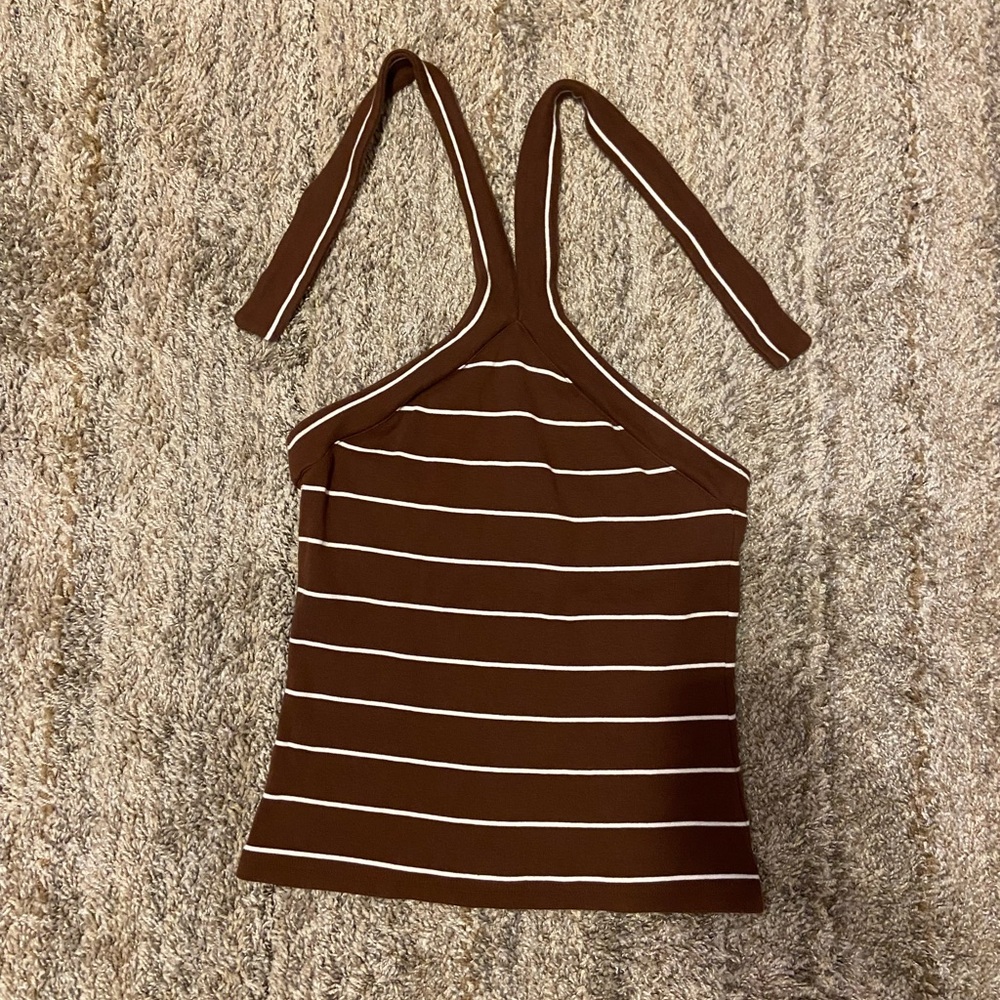 Brown Tie Halter Top